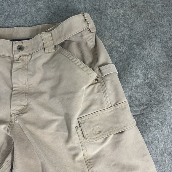 Duluth Trading Co Cargo Pants Mens 36X30 Beige Khaki Straight Leg Workwear Flaws - Picture 2 of 13